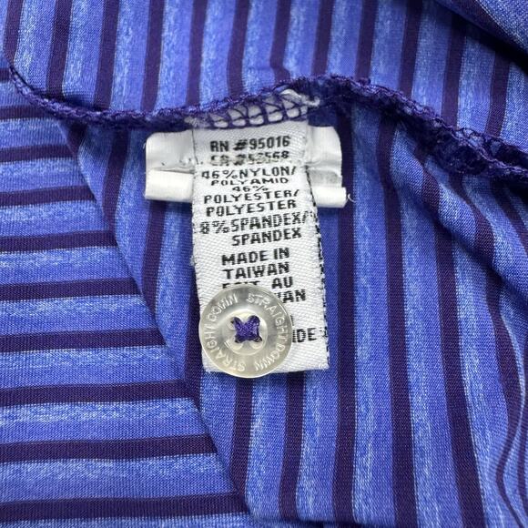 Straight Down Performance Polo Men’s Sz L Querencia Logo Golf Preppy Blue Purple - Picture 7 of 9